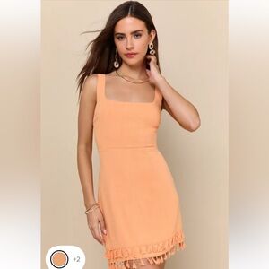 NWT Lulus Feel the Sunshine Orange Tassel Mini Dress